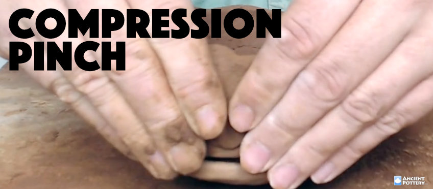 demonstration of the coil pottery technique 'compression pinch'
