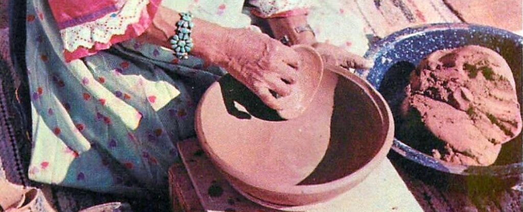 Maria Martinez hand building a clay pot
