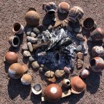 a typical outdoor, open pottery firing