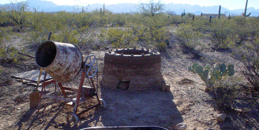 Building a primitive kiln from adobe mud