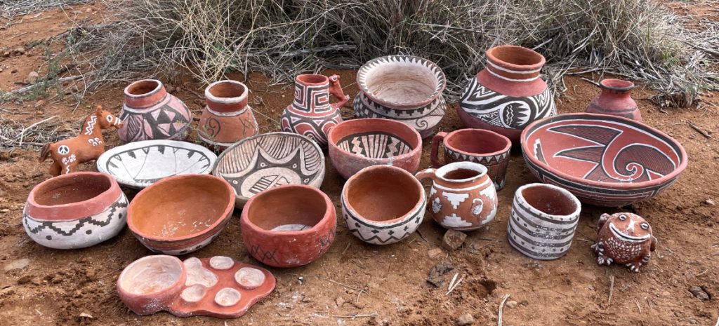 Pottery student's finished pottery